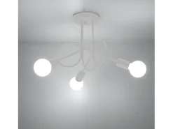 Lámparas De Techo Supeł Industrial De Acero - 3 Fuentes Luminosas - L.45 X A.35 Cm - Blanco