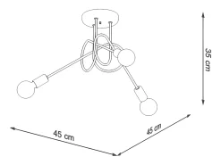Lámparas De Techo Supeł Industrial De Acero - 3 Fuentes Luminosas - L.45 X A.35 Cm - Blanco