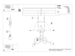Lámparas De Techo Supeł Industrial De Acero - 3 Fuentes Luminosas - L.45 X A.35 Cm - Blanco