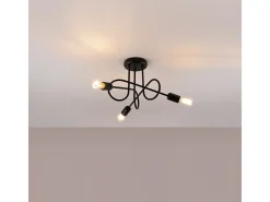 Lámparas De Techo Supeł Industrial De Acero - 3 Fuentes Luminosas - L.45 X A.35 Cm - Negro