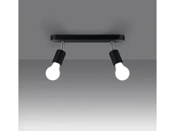 Lámparas de techo Synfex minimalista de acero - 2 fuentes luminosas 4000K - L.33 x A.13,5 cm - negro