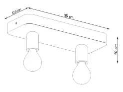 Lámparas De Techo Tavo Industrial De Concreto - 2 Fuentes Luminosas - L.35 X A.10 Cm - Gris