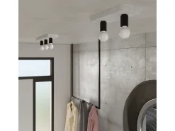 Lámparas De Techo Tavo Industrial De Concreto - 2 Fuentes Luminosas - L.35 X A.10 Cm - Gris