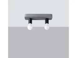Lámparas De Techo Tavo Industrial De Concreto - 2 Fuentes Luminosas - L.35 X A.10 Cm - Gris