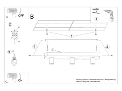 Lámparas De Techo Tavo Industrial De Concreto - 3 Fuentes Luminosas - L.55 X A.10 Cm - Gris
