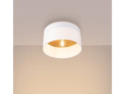 Lámparas De Techo Telesto Escandinavo De Tela/Madera/Acero - 1 Fuentes Luminosas - L.35 X A.20 Cm - Blanco/Marrón Claro