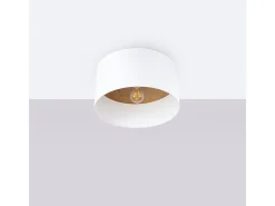 Lámparas De Techo Telesto Escandinavo De Tela/Madera/Acero - 1 Fuentes Luminosas - L.35 X A.20 Cm - Blanco/Marrón Claro