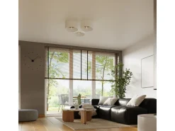 Lámparas De Techo Telesto Escandinavo De Tela/Madera/Acero - 1 Fuentes Luminosas - L.35 X A.20 Cm - Blanco/Marrón Oscuro