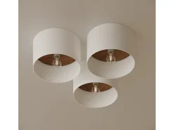 Lámparas De Techo Telesto Escandinavo De Tela/Madera/Acero - 1 Fuentes Luminosas - L.35 X A.20 Cm - Blanco/Marrón Oscuro