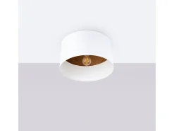 Lámparas De Techo Telesto Escandinavo De Tela/Madera/Acero - 1 Fuentes Luminosas - L.35 X A.20 Cm - Blanco/Marrón Oscuro