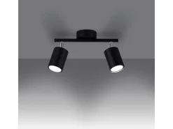 Lámparas de techo Torim minimalista de acero - 2 fuentes luminosas 4000K - L.26 x A.20 cm - negro