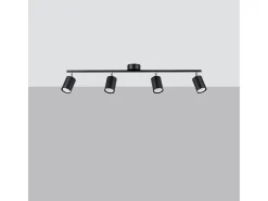 Lámparas de techo Torim moderno de acero - 4 fuentes luminosas 3000K - L.100 x A.20 cm - negro