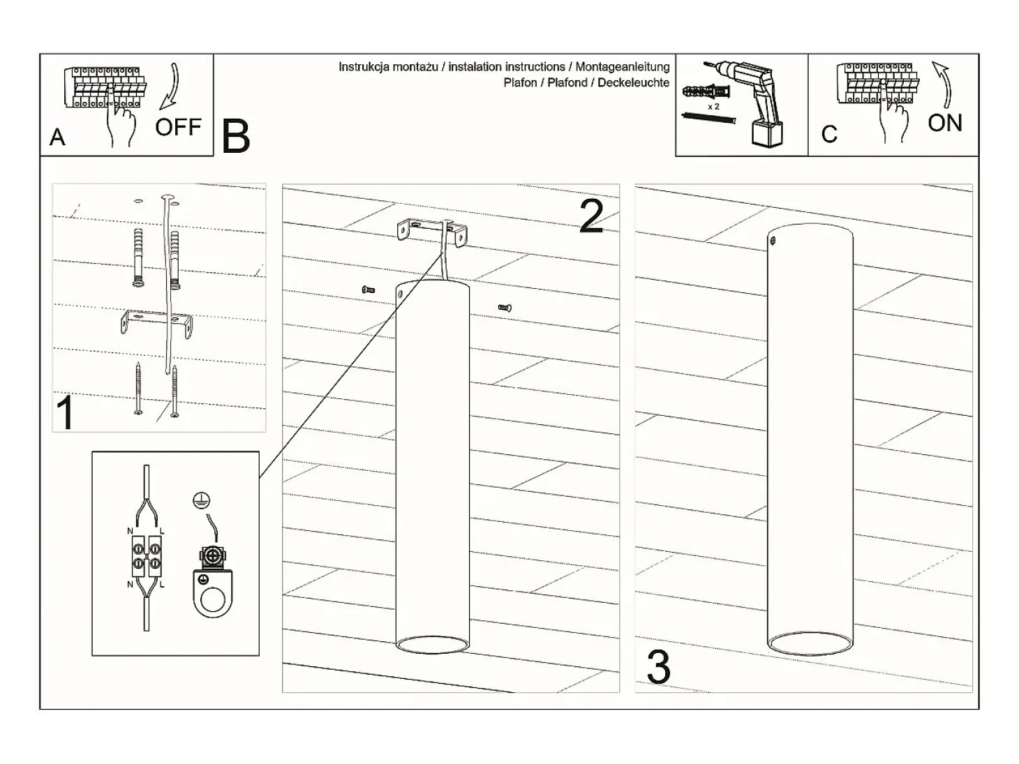 Lámparas de techo Toris moderno de acero - 1 fuentes luminosas 3000K - L.6 x A.30 cm - blanco