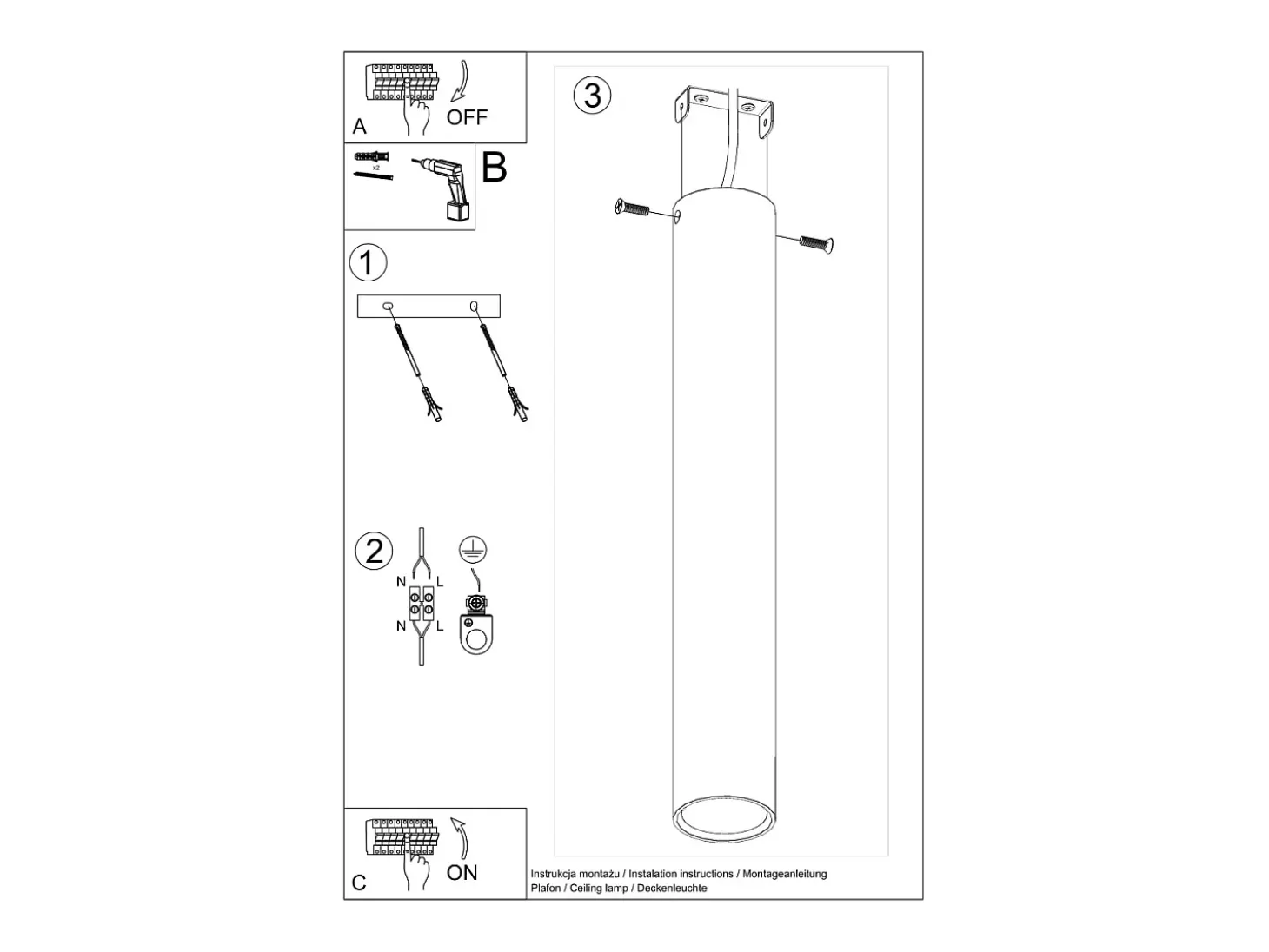 Lámparas de techo Toris moderno de acero - 1 fuentes luminosas 3000K - L.6 x A.40 cm - blanco