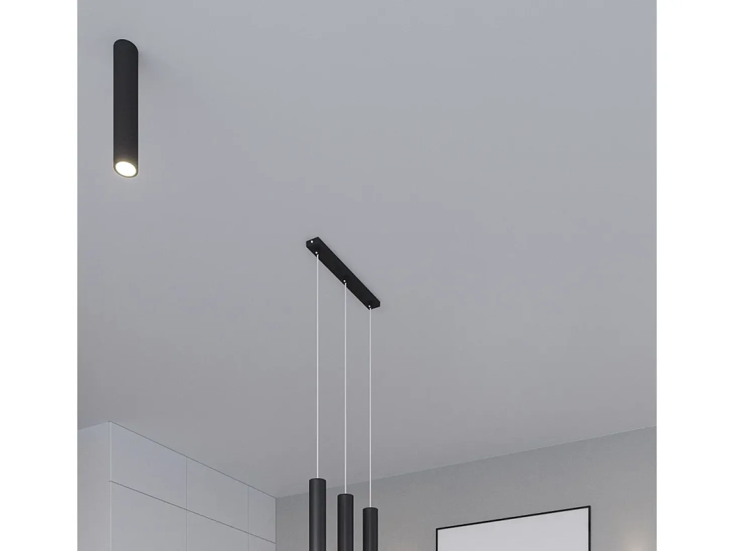 Lámparas de techo Toris moderno de acero - 1 fuentes luminosas 4000K - L.6 x A.30 cm - negro