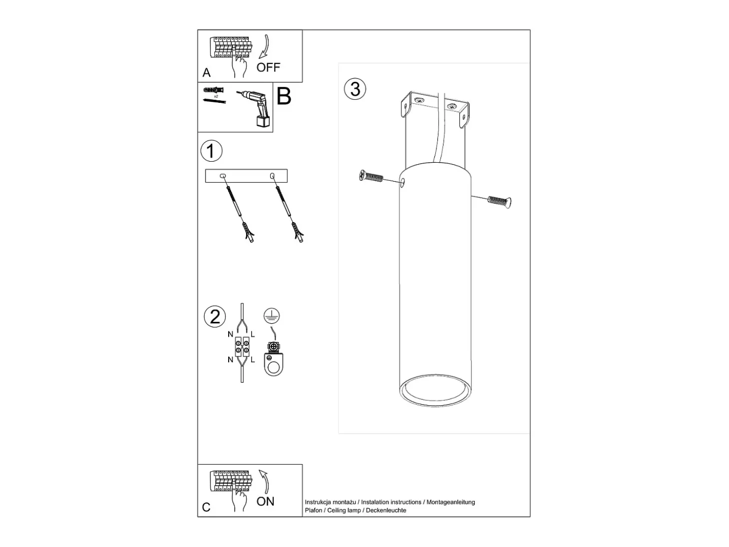 Lámparas de techo Toris moderno de acero - 1 fuentes luminosas 3000K - L.6 x A.20 cm - blanco