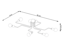 Lámparas De Techo Vector Industrial De Acero - 6 Fuentes Luminosas - L.80 X A.15,5 Cm - Negro