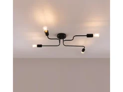 Lámparas De Techo Vector Industrial De Acero - 4 Fuentes Luminosas - L.78 X A.15,5 Cm - Negro