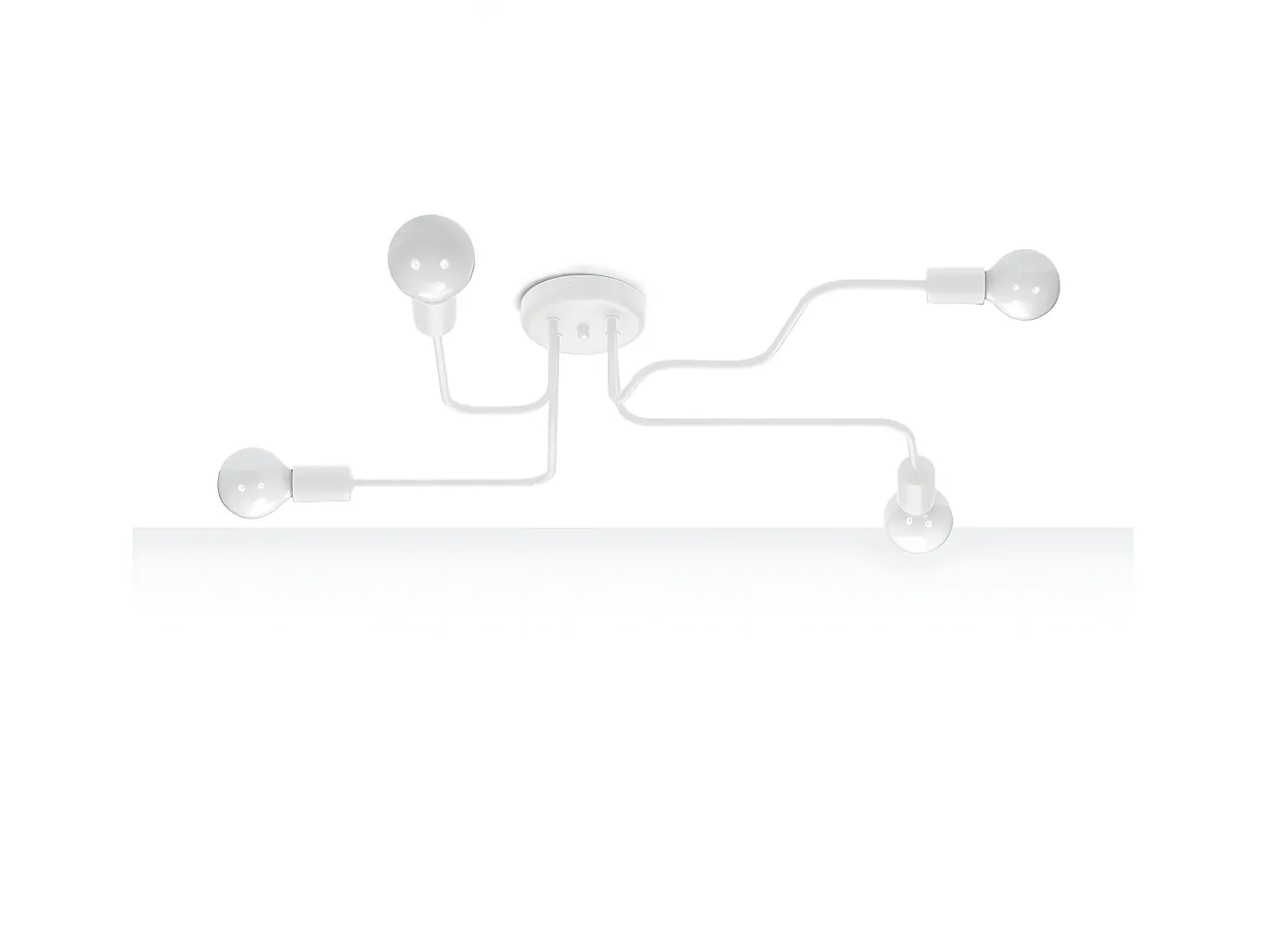 Lámparas De Techo Vector Industrial De Acero - 4 Fuentes Luminosas - L.78 X A.15,5 Cm - Blanco
