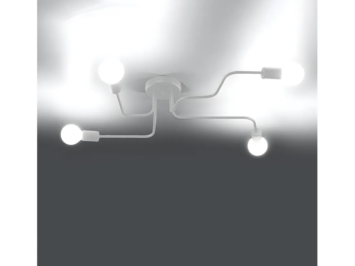 Lámparas De Techo Vector Industrial De Acero - 4 Fuentes Luminosas - L.78 X A.15,5 Cm - Blanco