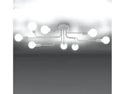Lámparas De Techo Vector Industrial De Acero - 8 Fuentes Luminosas - L.103 X A.15,5 Cm - Blanco