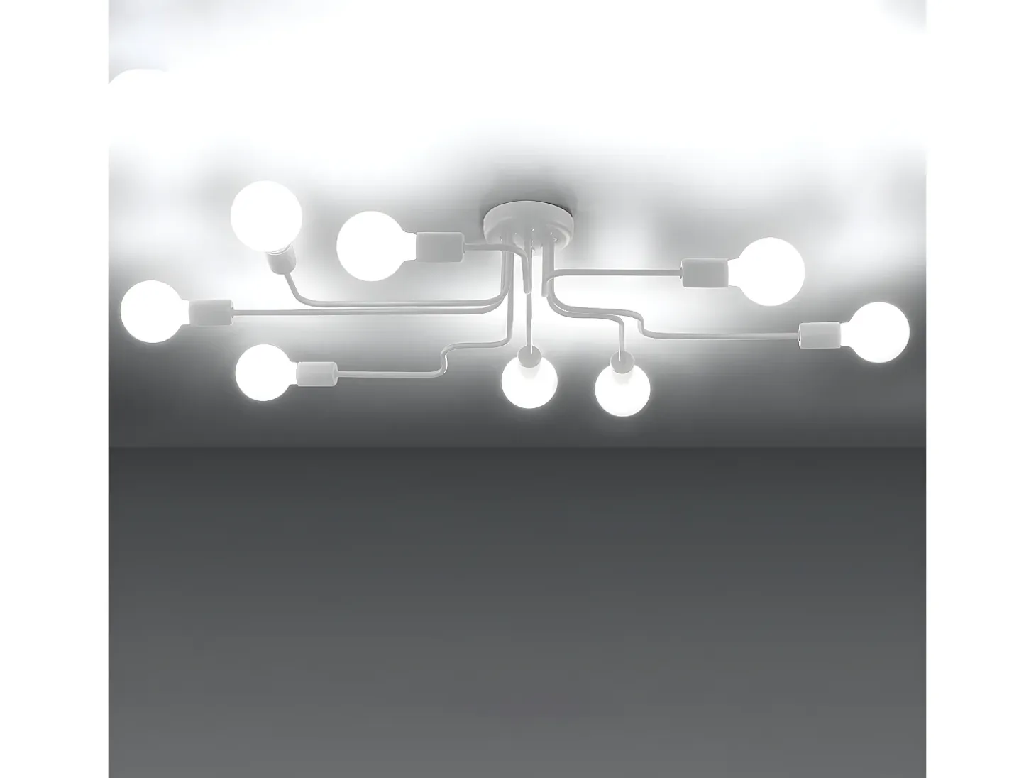 Lámparas De Techo Vector Industrial De Acero - 8 Fuentes Luminosas - L.103 X A.15,5 Cm - Blanco