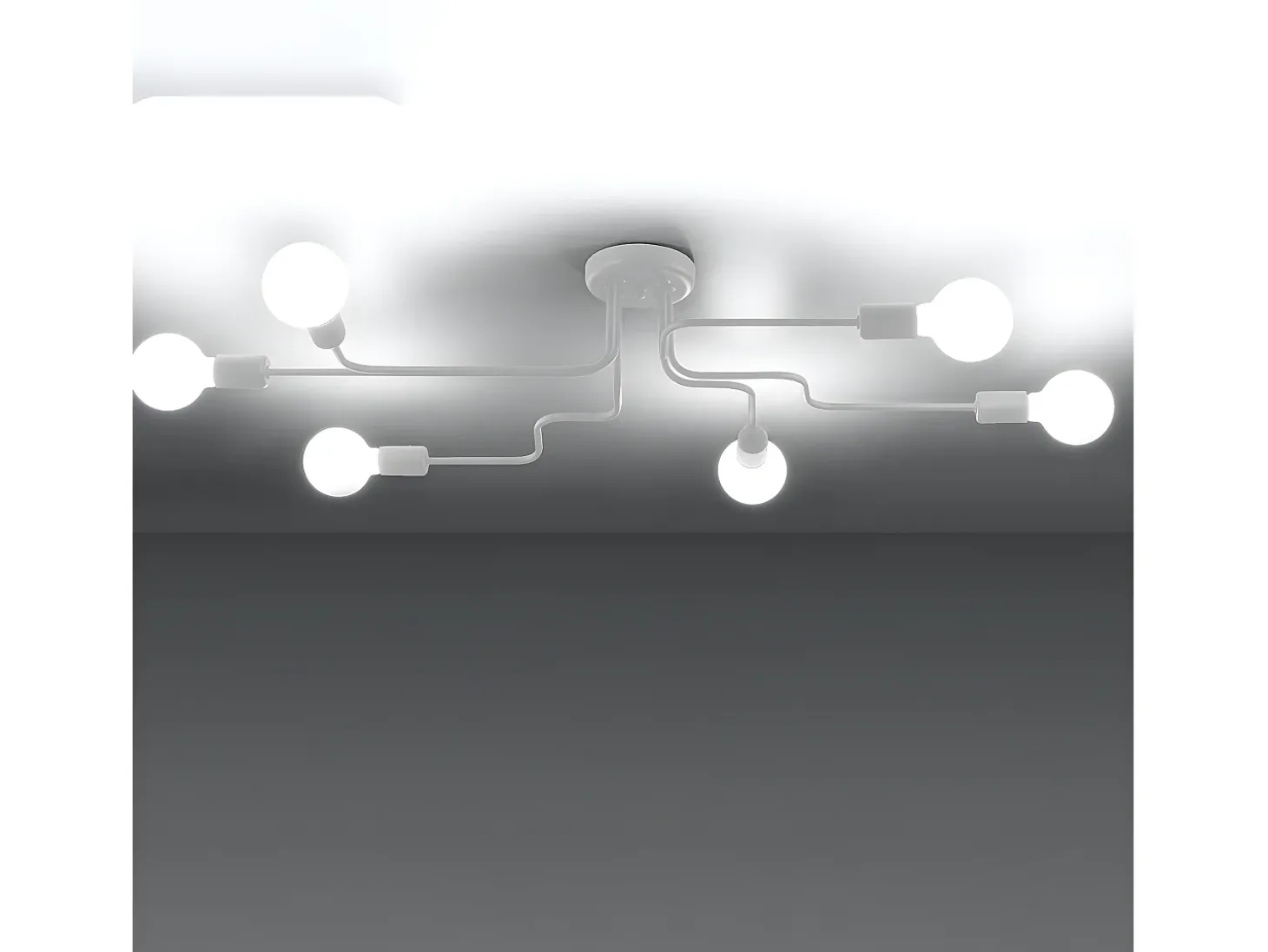 Lámparas De Techo Vector Industrial De Acero - 6 Fuentes Luminosas - L.80 X A.15,5 Cm - Blanco