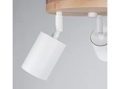 Lámparas De Techo Verdo Escandinavo De Acero/Madera - 3 Fuentes Luminosas - L.33 X A.17 Cm - Madera Blanca