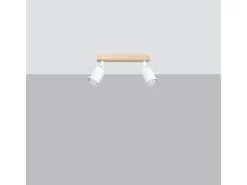 Lámparas De Techo Verdo Moderno De Acero/Madera - 2 Fuentes Luminosas - L.46 X A.17,5 Cm - Madera Blanca