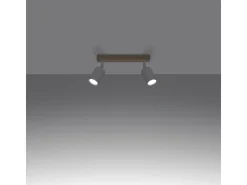 Lámparas De Techo Verdo Moderno De Acero/Madera - 2 Fuentes Luminosas - L.46 X A.17,5 Cm - Madera Blanca