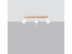 Lámparas De Techo Verdo Moderno De Acero/Madera - 3 Fuentes Luminosas - L.61 X A.17,5 Cm - Madera Blanca