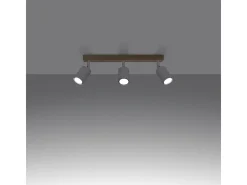 Lámparas De Techo Verdo Moderno De Acero/Madera - 3 Fuentes Luminosas - L.61 X A.17,5 Cm - Madera Blanca