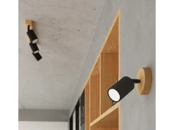 Lámparas De Techo Verdo Moderno De Acero/Madera - 4 Fuentes Luminosas - L.96 X A.17,5 Cm - Madera Negra