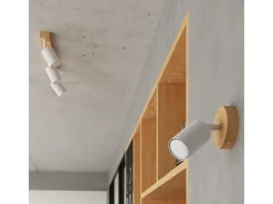 Lámparas De Techo Verdo Moderno De Acero/Madera - 4 Fuentes Luminosas - L.96 X A.17,5 Cm - Madera Blanca