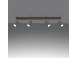 Lámparas De Techo Verdo Moderno De Acero/Madera - 4 Fuentes Luminosas - L.96 X A.17,5 Cm - Madera Blanca