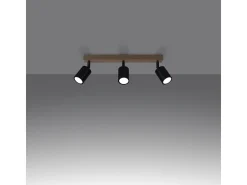 Lámparas De Techo Verdo Moderno De Acero/Madera - 3 Fuentes Luminosas - L.61 X A.17,5 Cm - Madera Negra