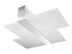Lámparas de techo Verre moderno de acero/vidrio - 2 fuentes luminosas 3000K - L.65 x A.11 cm - cromo/blanco