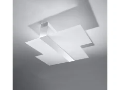 Lámparas de techo Verre moderno de acero/vidrio - 2 fuentes luminosas 3000K - L.65 x A.11 cm - cromo/blanco