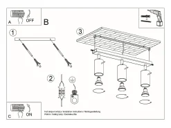 Lámparas de techo Vorix escandinavo de madera - 3 fuentes luminosas 4000K - L.45 x A.20 cm - madera natural