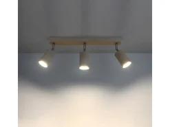 Lámparas de techo Vorix escandinavo de madera - 3 fuentes luminosas 4000K - L.45 x A.20 cm - madera natural