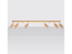 Lámparas de techo Vorix escandinavo de madera - 6 fuentes luminosas 3000K - L.120 x A.20 cm - roble