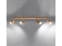 Lámparas de techo Vorix escandinavo de madera - 4 fuentes luminosas 4000K - L.80 x A.20 cm - roble