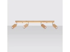 Lámparas de techo Vorix escandinavo de madera - 4 fuentes luminosas 3000K - L.80 x A.20 cm - roble