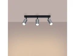 Lámparas De Techo Winx Moderno De Acero - 3 Fuentes Luminosas - L.45 X A.18,5 Cm - Negro/Cromo