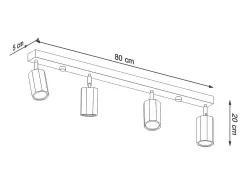 Lámparas de techo Xenor escandinavo de madera - 4 fuentes luminosas 3000K - L.80 x A.20 cm - roble