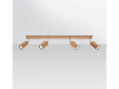 Lámparas de techo Xenor escandinavo de madera - 4 fuentes luminosas 3000K - L.80 x A.20 cm - roble