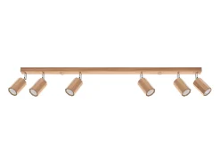 Lámparas de techo Xenor escandinavo de madera - 6 fuentes luminosas 4000K - L.120 x A.20 cm - roble
