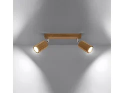 Lámparas de techo Xenor escandinavo de madera - 2 fuentes luminosas 4000K - L.30 x A.20 cm - roble