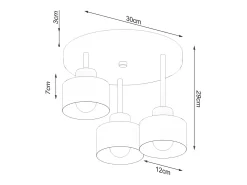 Lámparas de techo Zavros moderno de acero - 3 fuentes luminosas 3000K - L.32 x A.29 cm - negro