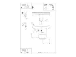Lámparas de techo Zavros moderno de acero - 3 fuentes luminosas 4000K - L.32 x A.29 cm - negro